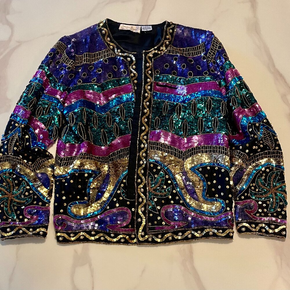 Laurence Kazar Sequin Vintage Jacket - Sz S